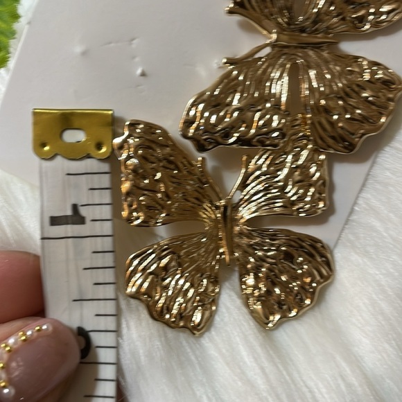 Gold Butterfly Statement Earrings - Picture 12 of 16
